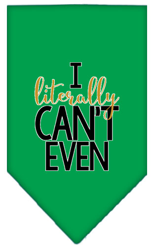 Literally Can't Even Screen Print Pet Bandana Emerald Green Small